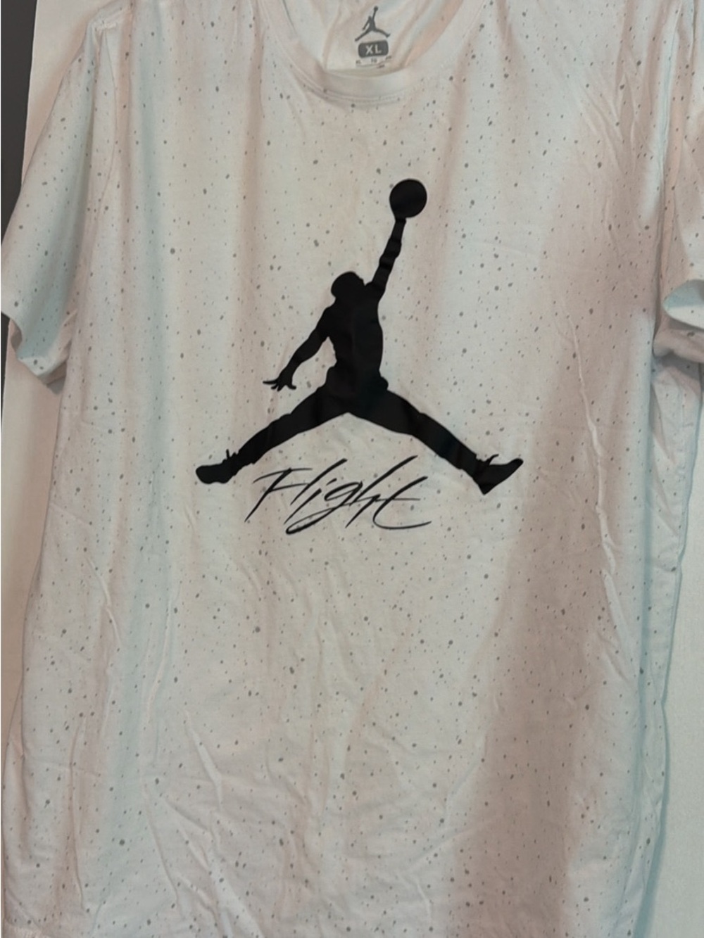 Jordan White Short Sleeve Tee with Black Jumpman Graphic
